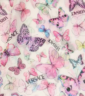 Cotton and silk butterfly printed kaftan | Versace Kids