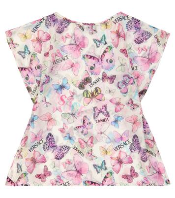 Cotton and silk butterfly printed kaftan | Versace Kids