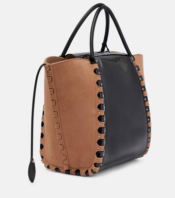 Hinge Medium suede and leather tote | Alaïa