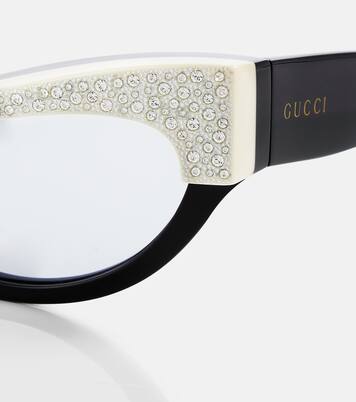 Occhiali da sole cat-eye con cristalli | Gucci