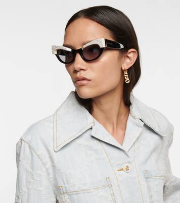 Occhiali da sole cat-eye con cristalli | Gucci