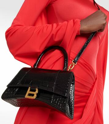 Hourglass Small croc-effect leather crossbody bag | Balenciaga