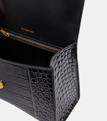 Hourglass Small croc-effect leather crossbody bag | Balenciaga