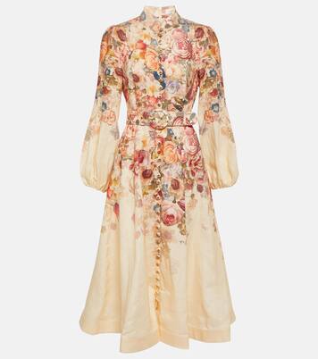 Robe midi Luminosity en lin à fleurs | Zimmermann
