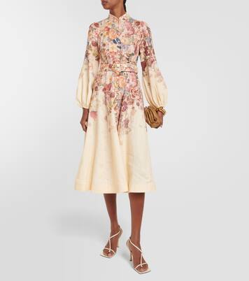 Robe midi Luminosity en lin à fleurs | Zimmermann