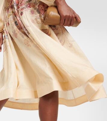 Robe midi Luminosity en lin à fleurs | Zimmermann