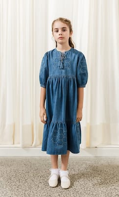 Patchwork cotton chambray dress | Petite Amalie  