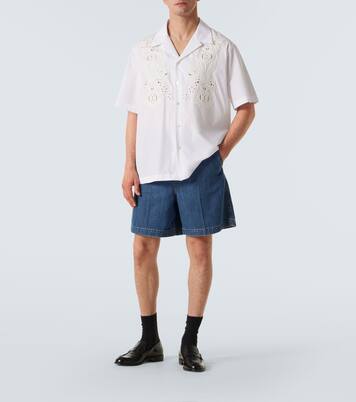 Embroidered cotton poplin bowling shirt | Valentino