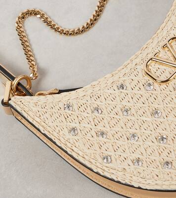 VLogo Signature raffia-effect shoulder bag | Valentino Garavani