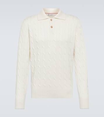 Cable-knit cashmere polo sweater | Brunello Cucinelli