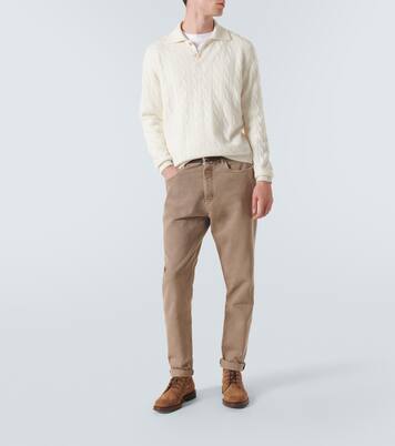 Cable-knit cashmere polo sweater | Brunello Cucinelli