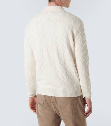 Cable-knit cashmere polo sweater | Brunello Cucinelli