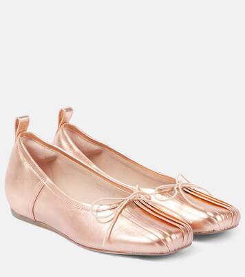 Classic pleated leather ballet flats | Simone Rocha
