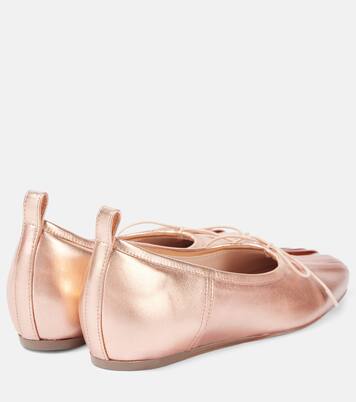 Classic pleated leather ballet flats | Simone Rocha