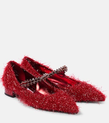 Bing tinsel-embellished Mary Jane flats | Jimmy Choo