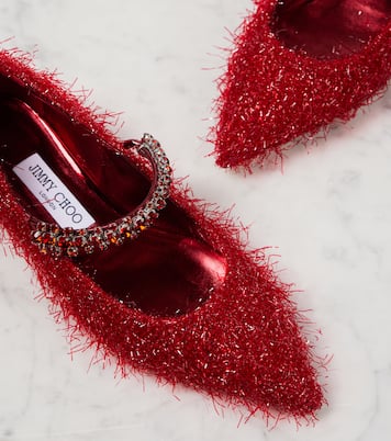 Bing tinsel-embellished Mary Jane flats | Jimmy Choo