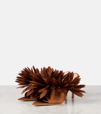 Daniah 85 appliqué crêpe satin mules | Gianvito Rossi