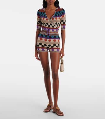 Polka-dot jacquard lamé wrap top | Valentino