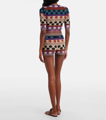 Polka-dot jacquard lamé wrap top | Valentino