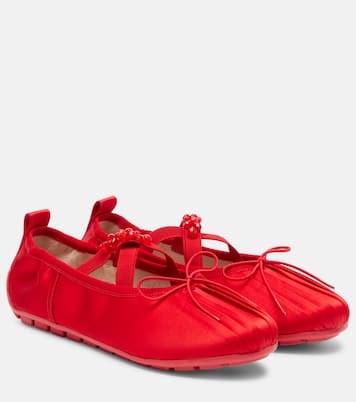 Grip embellished satin ballet flats | Simone Rocha