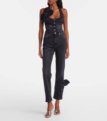 Bow-detail cropped straight jeans | Area