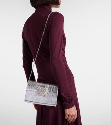 Efflorescence Mini metallic leather clutch | Roger Vivier