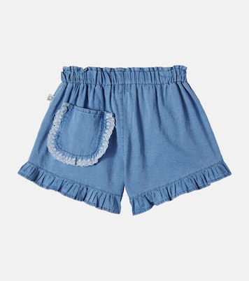 Sienna ruffled cotton chambray shorts | Cozmo