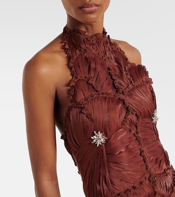 Embellished ruched georgette gown | Costarellos