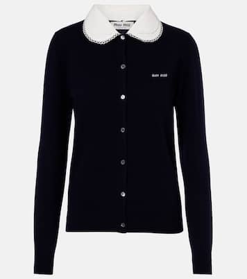 Cardigan in cashmere con logo | Miu Miu