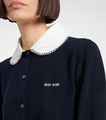 Cardigan in cashmere con logo | Miu Miu