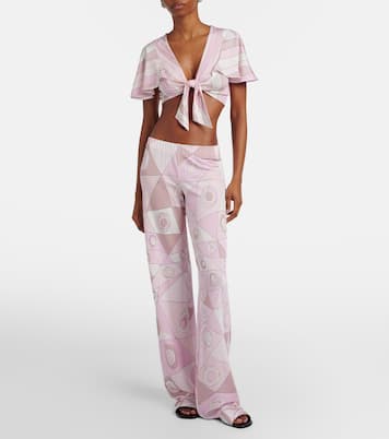 Iride satin jersey crop top | Pucci