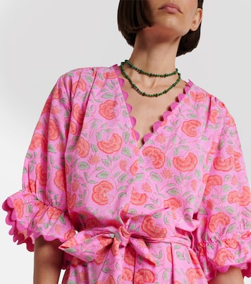 Vestido corto de algodón floral festoneado | Juliet Dunn