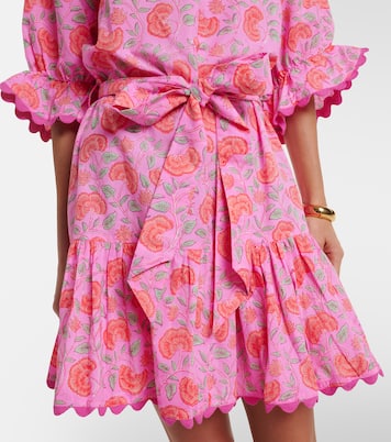 Vestido corto de algodón floral festoneado | Juliet Dunn