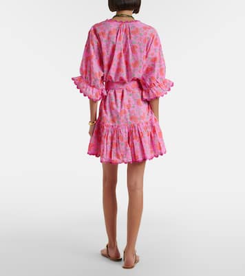 Vestido corto de algodón floral festoneado | Juliet Dunn