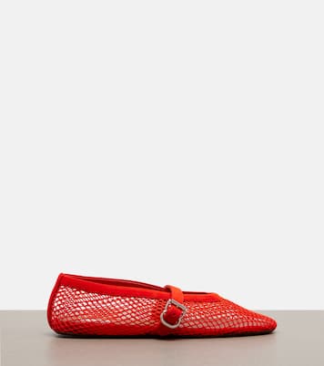 Fishnet leather-trimmed Mary Jane flats | Alaïa