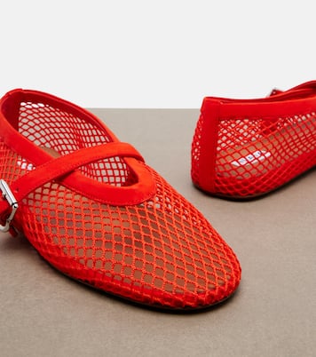Fishnet leather-trimmed Mary Jane flats | Alaïa