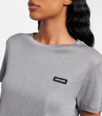 Lace-trimmed silk jersey crop top | Miu Miu