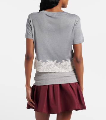 Lace-trimmed silk jersey crop top | Miu Miu