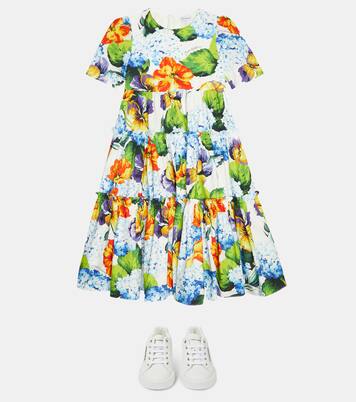 Floral cotton poplin dress | Dolce&Gabbana Kids