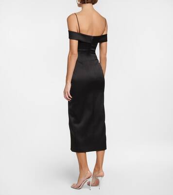 Abito midi in raso con scollo bardot | Rasario