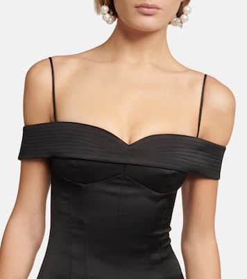 Abito midi in raso con scollo bardot | Rasario