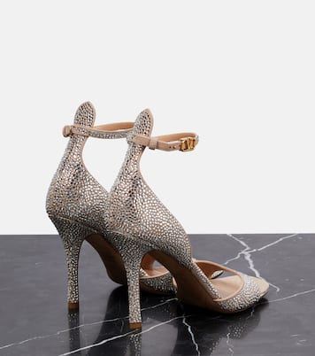 Sandalen VLogo aus Leder mit Kristallen | Valentino Garavani
