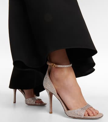 Sandalen VLogo aus Leder mit Kristallen | Valentino Garavani