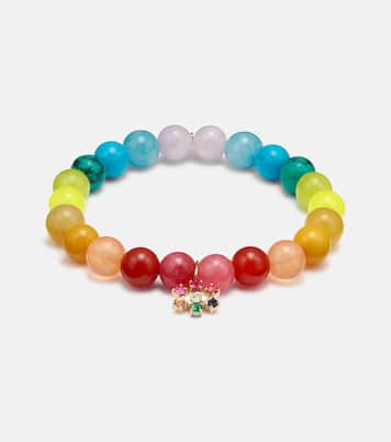 14kt gold and jade beaded bracelet with diamond | Sydney Evan