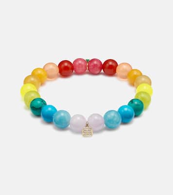 14kt gold and jade beaded bracelet with diamond | Sydney Evan