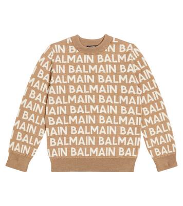 Logo intarsia wool-blend sweater | Balmain Kids