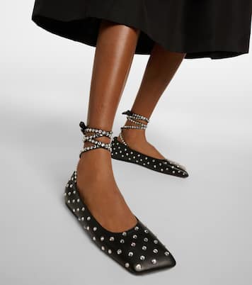 Ane embellished leather ballet flats | Amina Muaddi