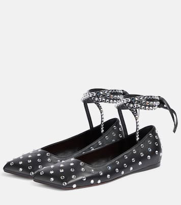 Ane embellished leather ballet flats | Amina Muaddi