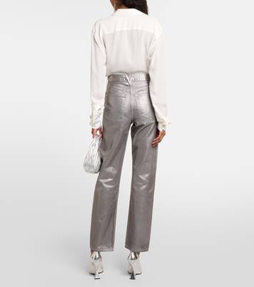 Daniela metallic high-rise straight jeans | Veronica Beard