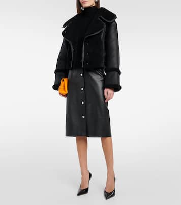 High-Rise-Midirock aus Leder | Victoria Beckham